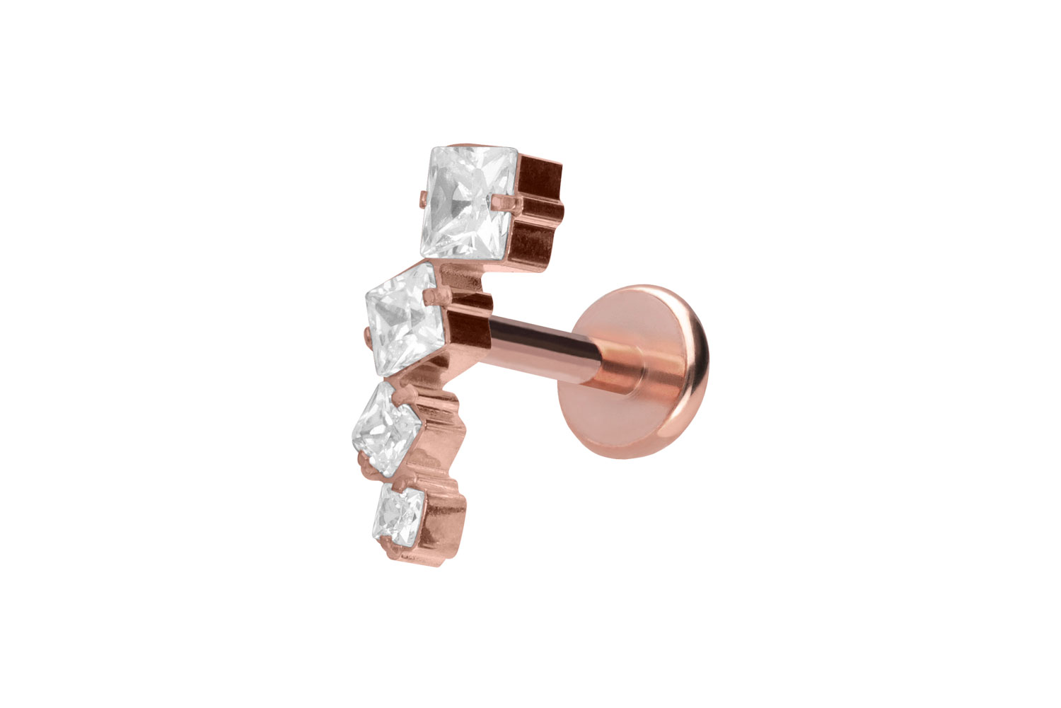 Titan Labret Piercing mit Push Fit KRISTALLBOGEN